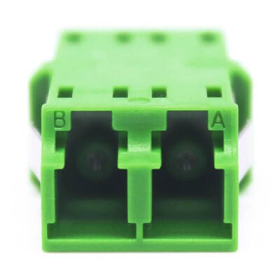 Green SM LC/APC Duplex Fiber Optic Adapter with Inner Shutter 0.2 dB Insertion Loss and 500 Cycle Durability