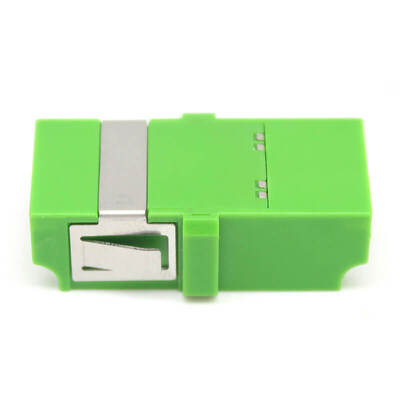 Green SM LC/APC Duplex Fiber Optic Adapter with Inner Shutter 0.2 dB Insertion Loss and 500 Cycle Durability