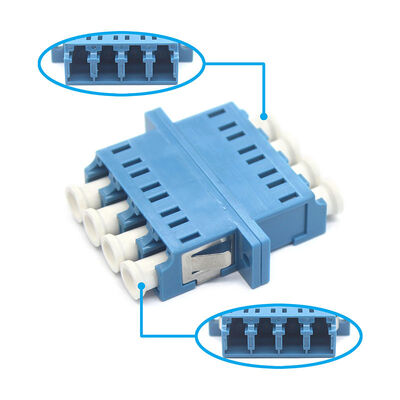 LC UPC Quadruplex Singlemode Fiber Optic Adapter with Flange