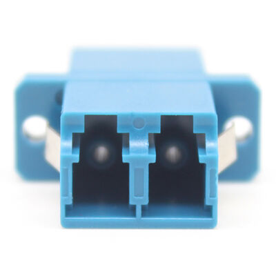 LC UPC Duplex Fiber Optic Adapter with Flange