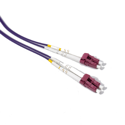 紫色 LC UPC から LC UPC デュプレックスパッチコード 光ファイバー MM,OM4,3.0mm