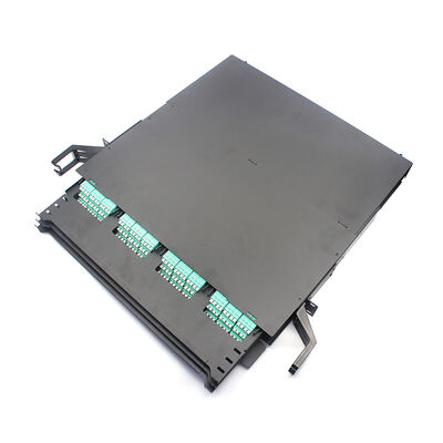 19インチ 1U 2U 4U 144F MPO-LC 光ファイバーパッチパネルとカセット - 超高密度,ダブルレール設計,ABS MPO モジュール